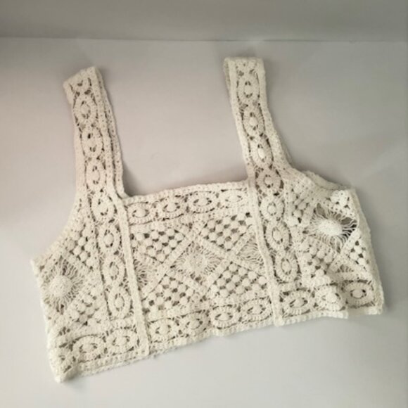 White Crochet Crop Top - Picture 1 of 2